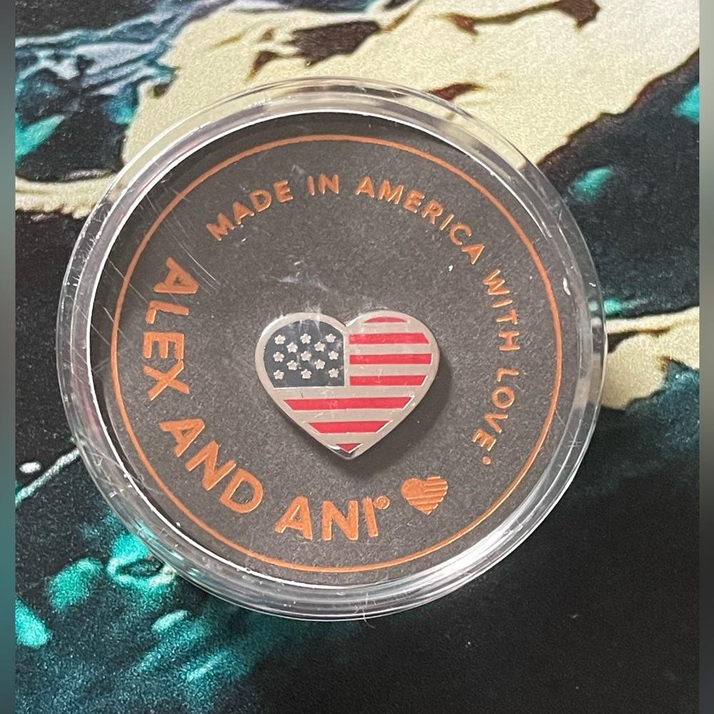 NWT Alex and Ani Color Infusion Heart Flag Pin in Silver